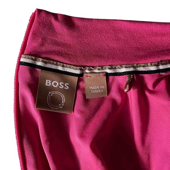 Women's BOSS Ellira Stretch Jersey Cap Sleeve Mockneck Midi Dress Pink Size M - Picture 4 of 7